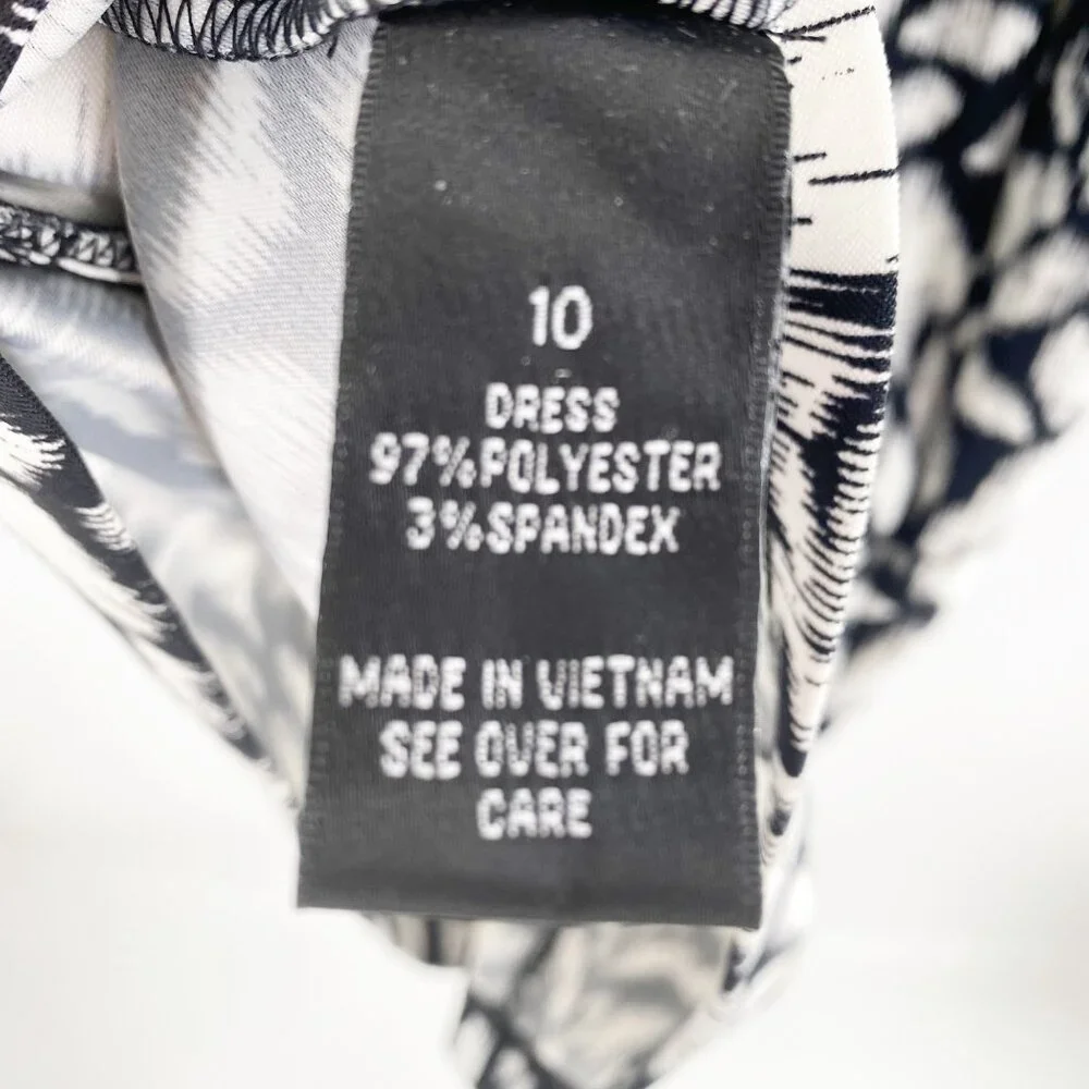 ALYX dress Black & White Pattern Belted Sheath Dress Zippered Back Size 10 - Picture 6 of 7